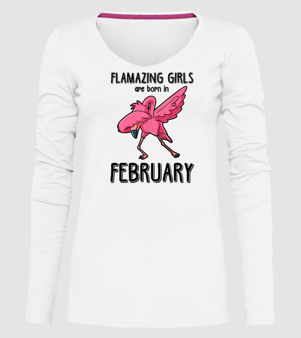 Flamazing girls are born in february black model alb pe tricou