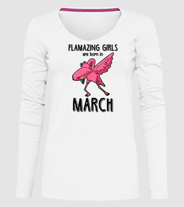 Flamazing girls are born in march black model alb pe tricou