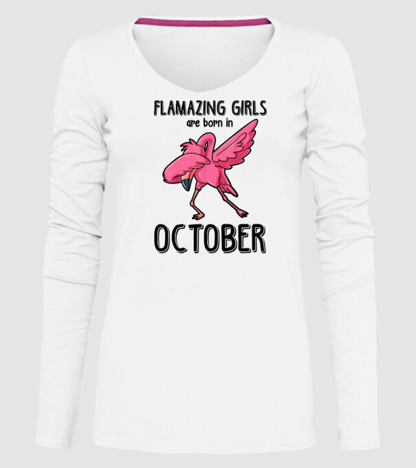 Flamazing girls are born in october black model alb pe tricou
