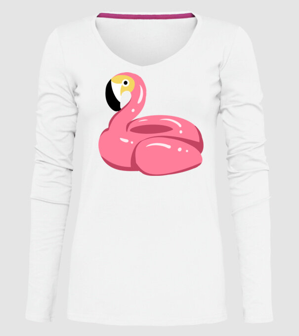 Flamingo colac de înot model alb pe tricou
