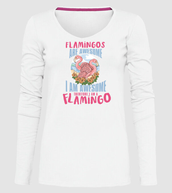 Flamingos are awesome model alb pe tricou