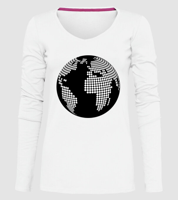 Glob pământesc model alb pe tricou