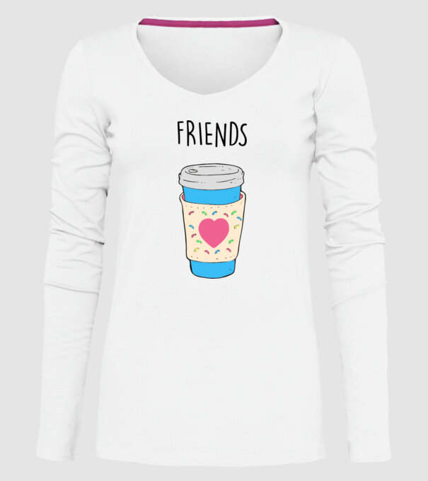 Friends model alb pe tricou