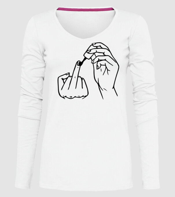 Nail polish Fuck U model alb pe tricou