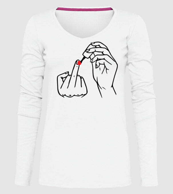 Nail polish Fuck U model alb pe tricou