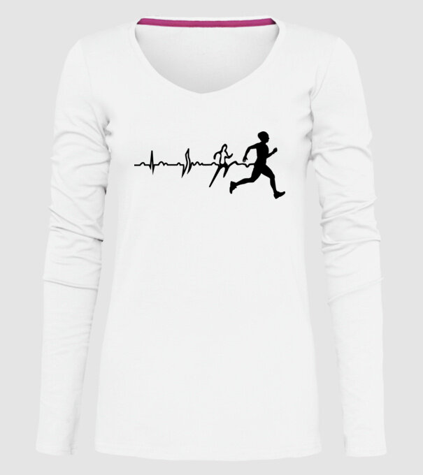 bărbat alergător ecg model alb pe tricou