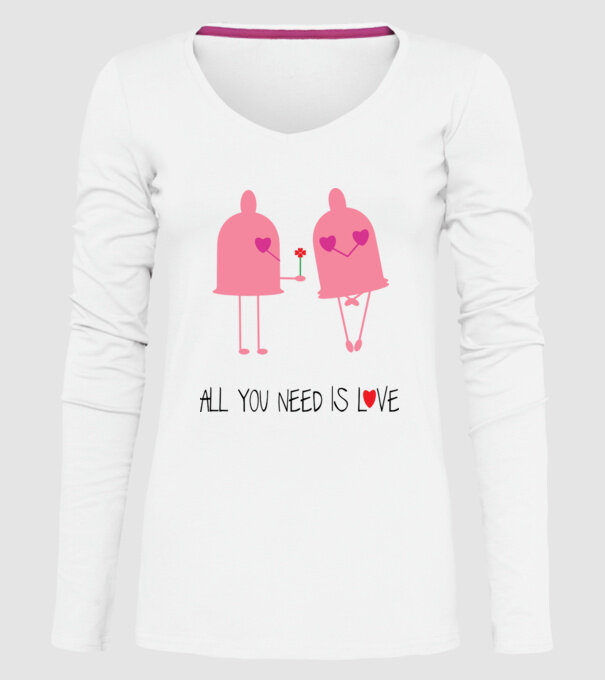 All you need is love model alb pe tricou