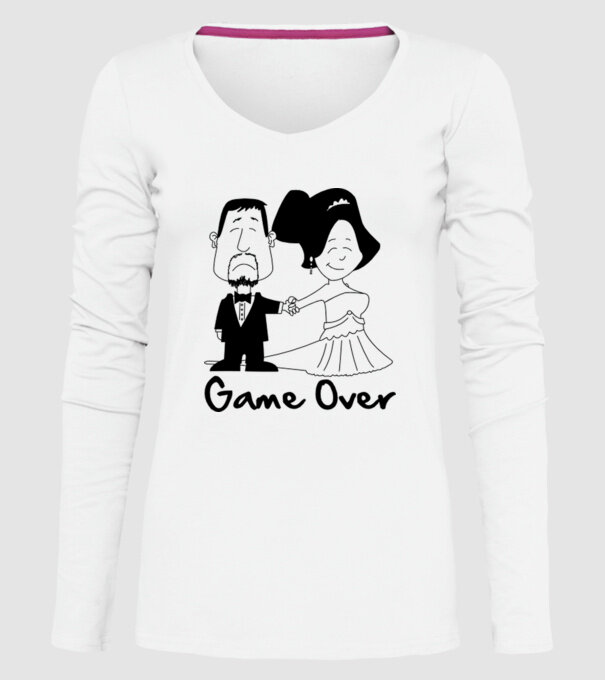 Game Over model alb pe tricou