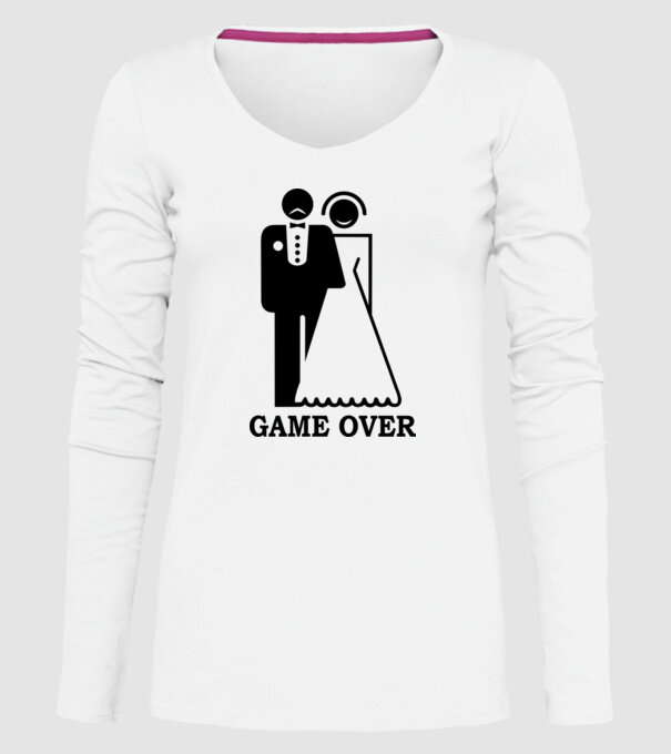 Game over model alb pe tricou