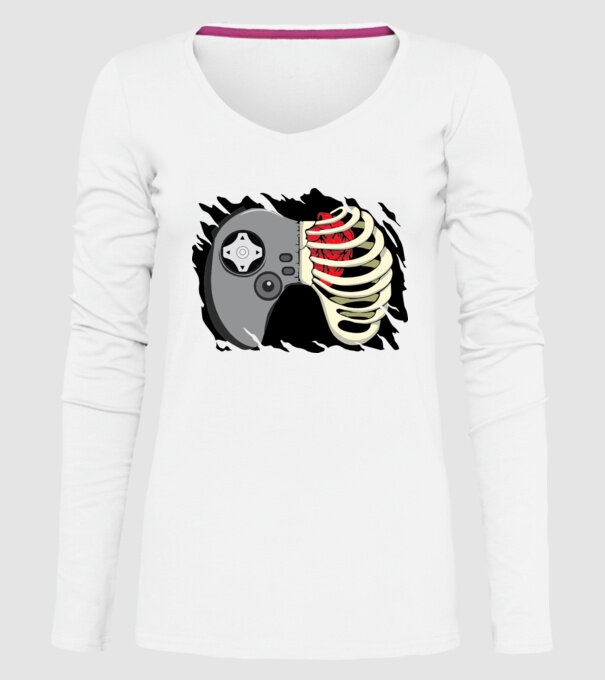 Inimă Gamer model alb pe tricou