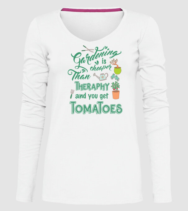 Gardening is cheaper than theraphy model alb pe tricou