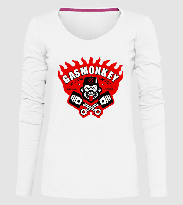 Gas Monkey model alb pe tricou