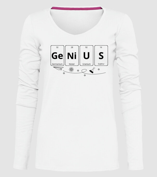 Genius periodic model alb pe tricou