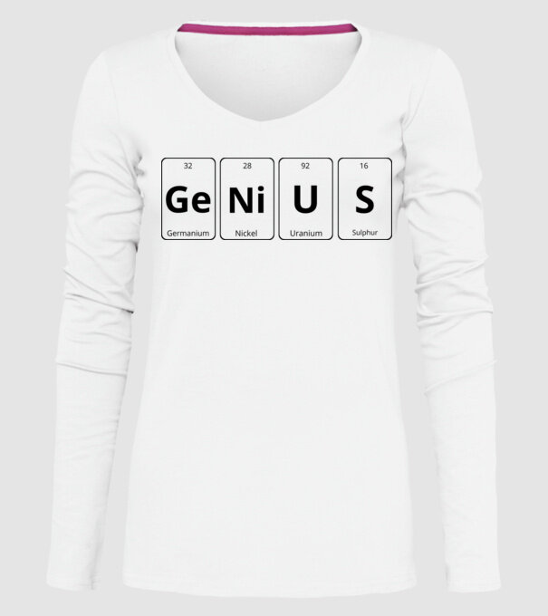 Genius periodic model alb pe tricou