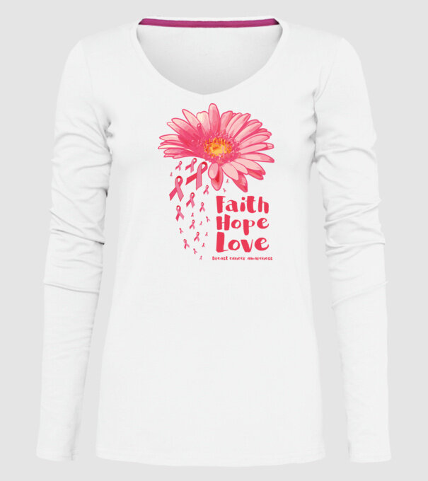 Gerbera faith hope love model alb pe tricou