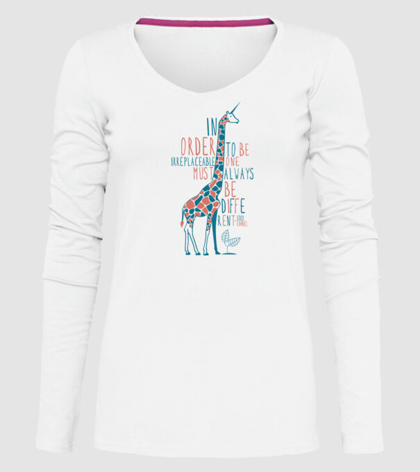 Giraffe model alb pe tricou