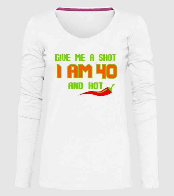 Give me a shot - 40 model alb pe tricou