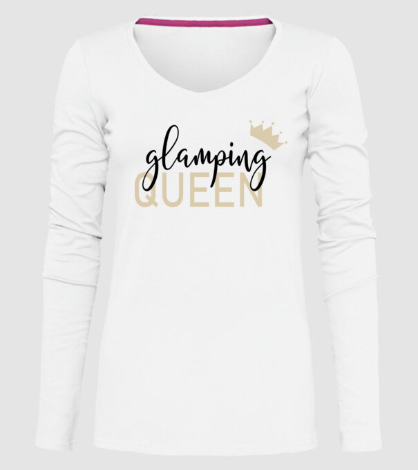 Glamping queen model alb pe tricou