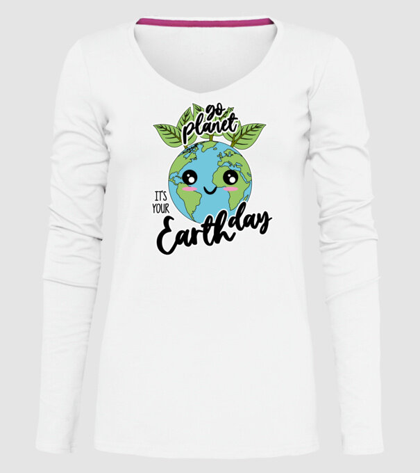 Go planet its your earth day model alb pe tricou