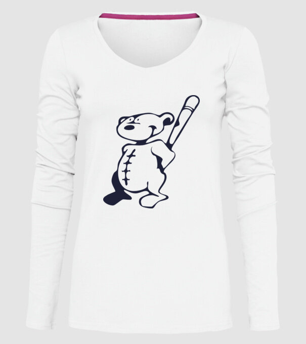 Ursuleț agresiv model alb pe tricou