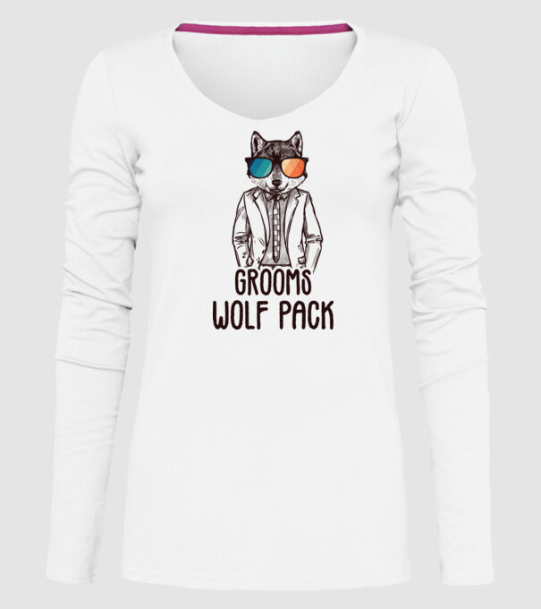 Grooms wolf pack model alb pe tricou
