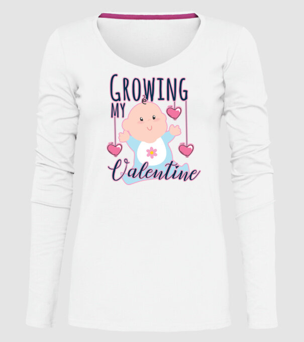 Growing my Valentine model alb pe tricou