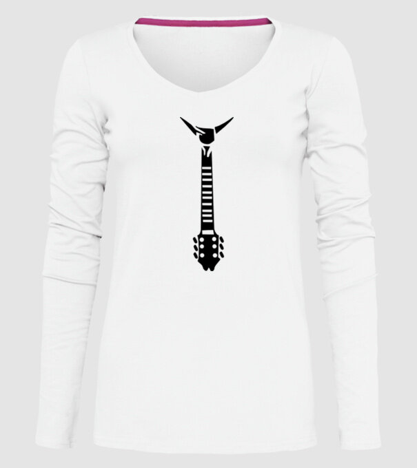 Guitar Tie model alb pe tricou