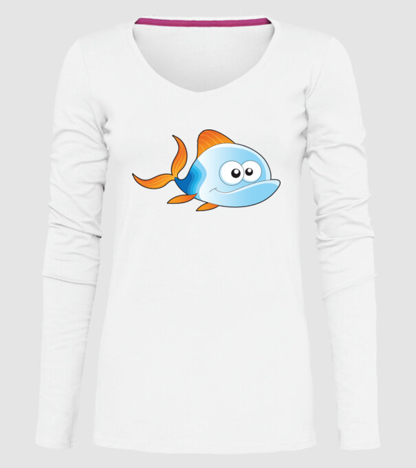 Fish model alb pe tricou
