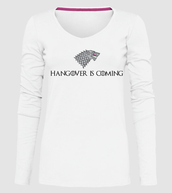 Hangover is coming model alb pe tricou