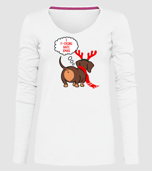 Hate Xmas model alb pe tricou
