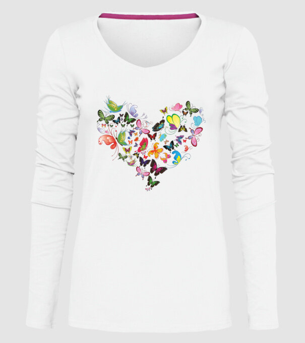 Butterfly Heart model alb pe tricou