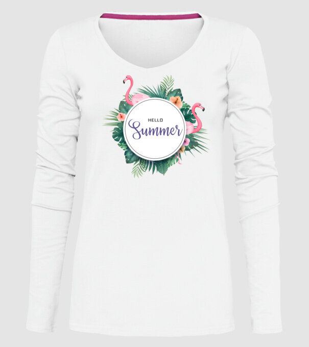 Hello summer model alb pe tricou