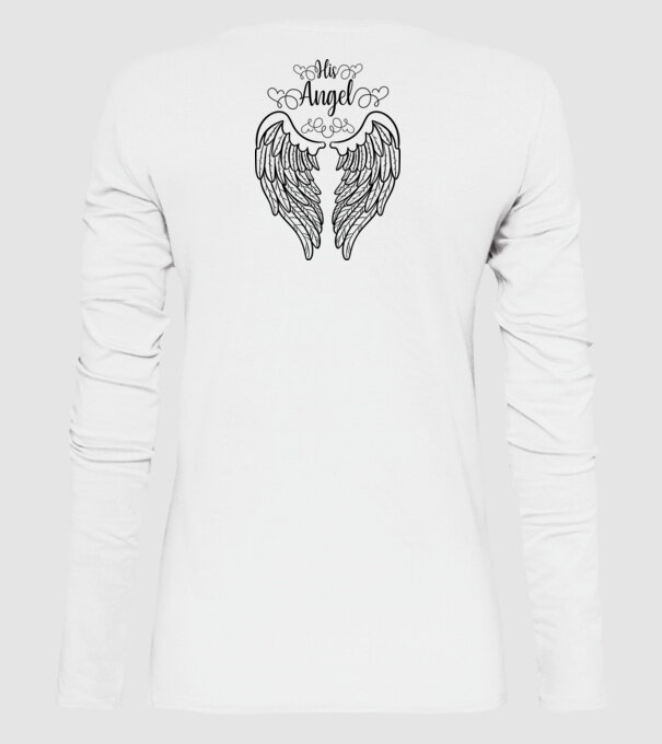 His Angel model alb pe tricou