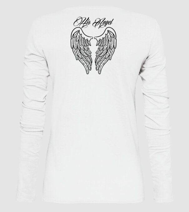 His Angel model alb pe tricou