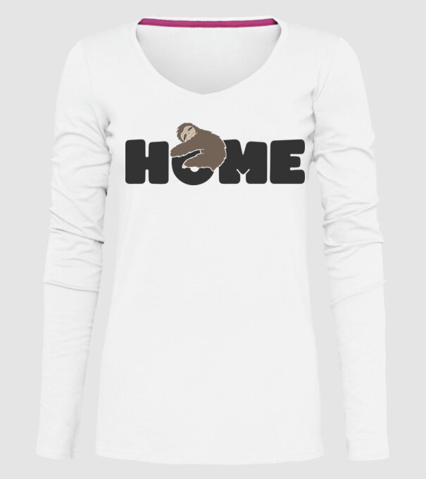 Home Sloth model alb pe tricou