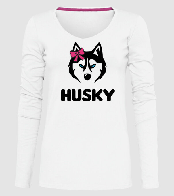 Husky fată model alb pe tricou