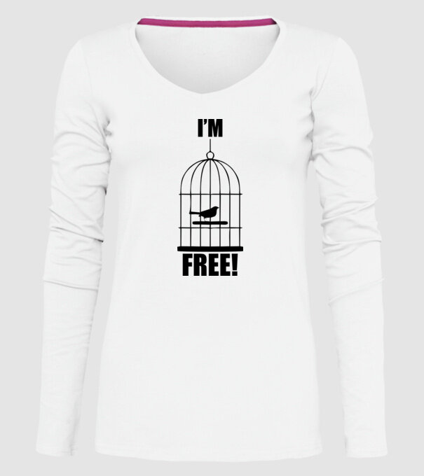 'I''m free' model alb pe tricou