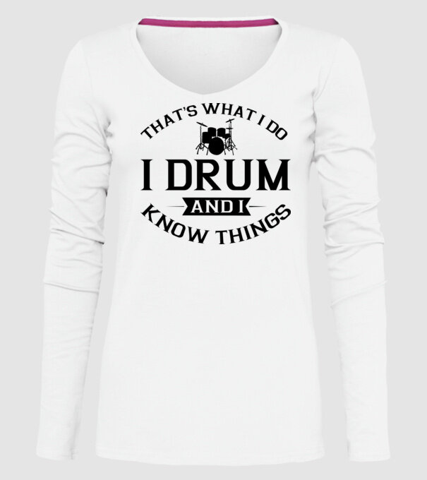 I drum I drink and I know things model alb pe tricou