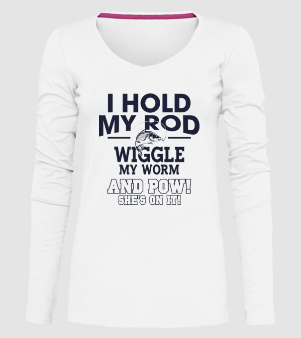 I hold my rod model alb pe tricou