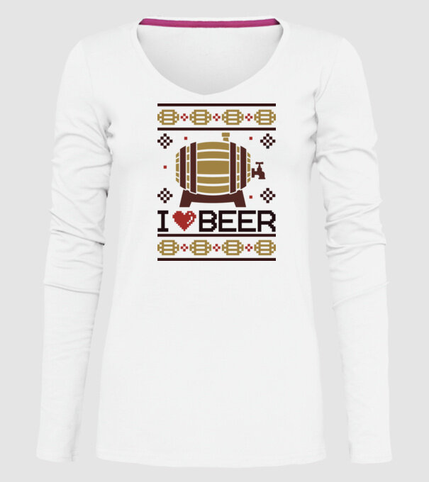 I love beer ugly sweater model alb pe tricou