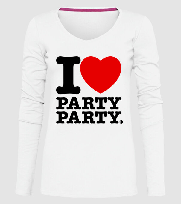 I love party party model alb pe tricou