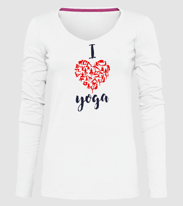 I love yoga model alb pe tricou