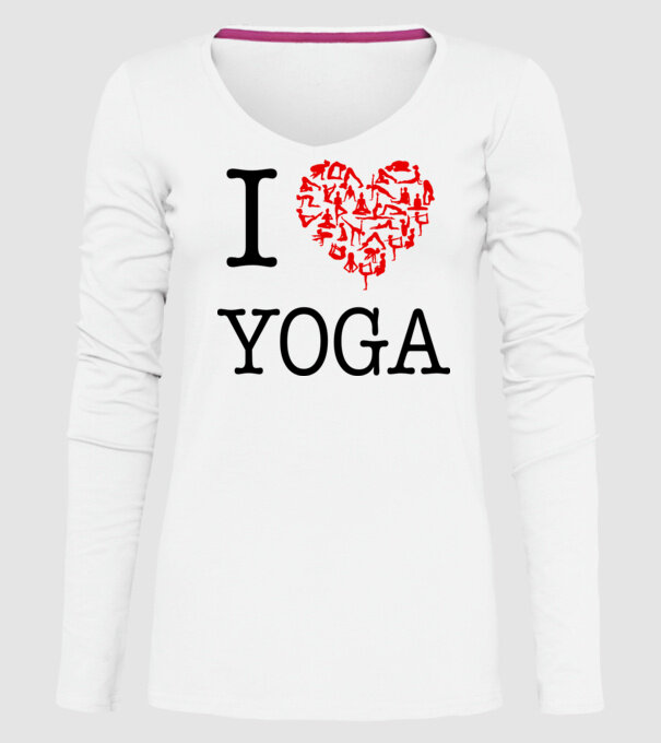I LOVE YOGA model alb pe tricou