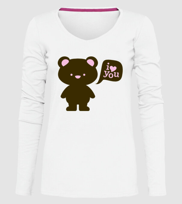 I Love You Bear model alb pe tricou