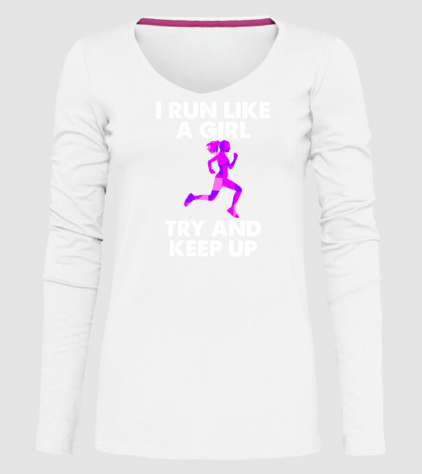 I run like a girl model alb pe tricou