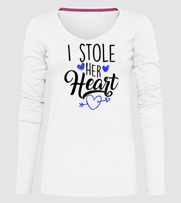 Cuplu I stole her heart model alb pe tricou