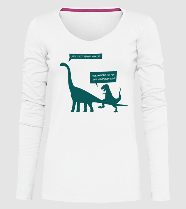 idiot dinosaur vegan model alb pe tricou
