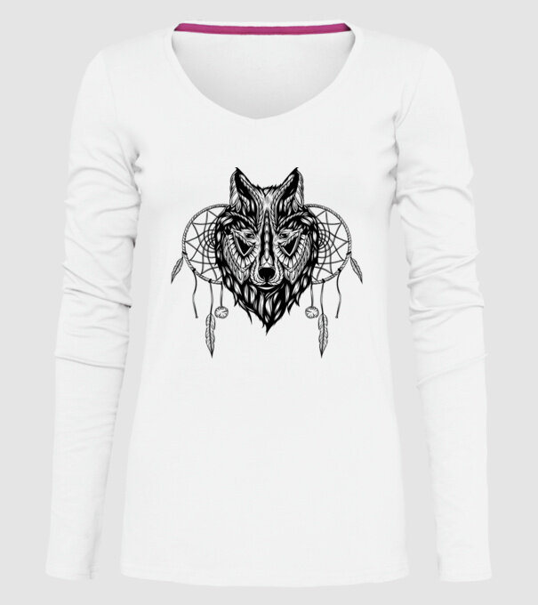 lup indian model alb pe tricou