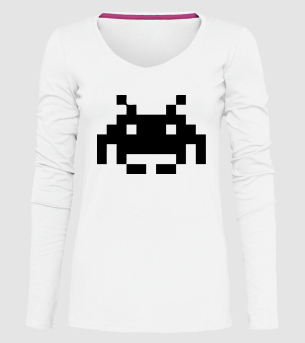 Invaders retro model alb pe tricou