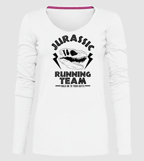 Jurassic running team model alb pe tricou